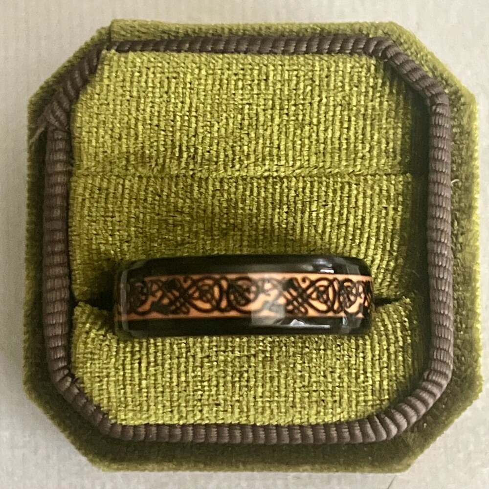 Celtic Dragon Tungsten Carbide Wedding 6mm Band Black Rose Gold Size 14